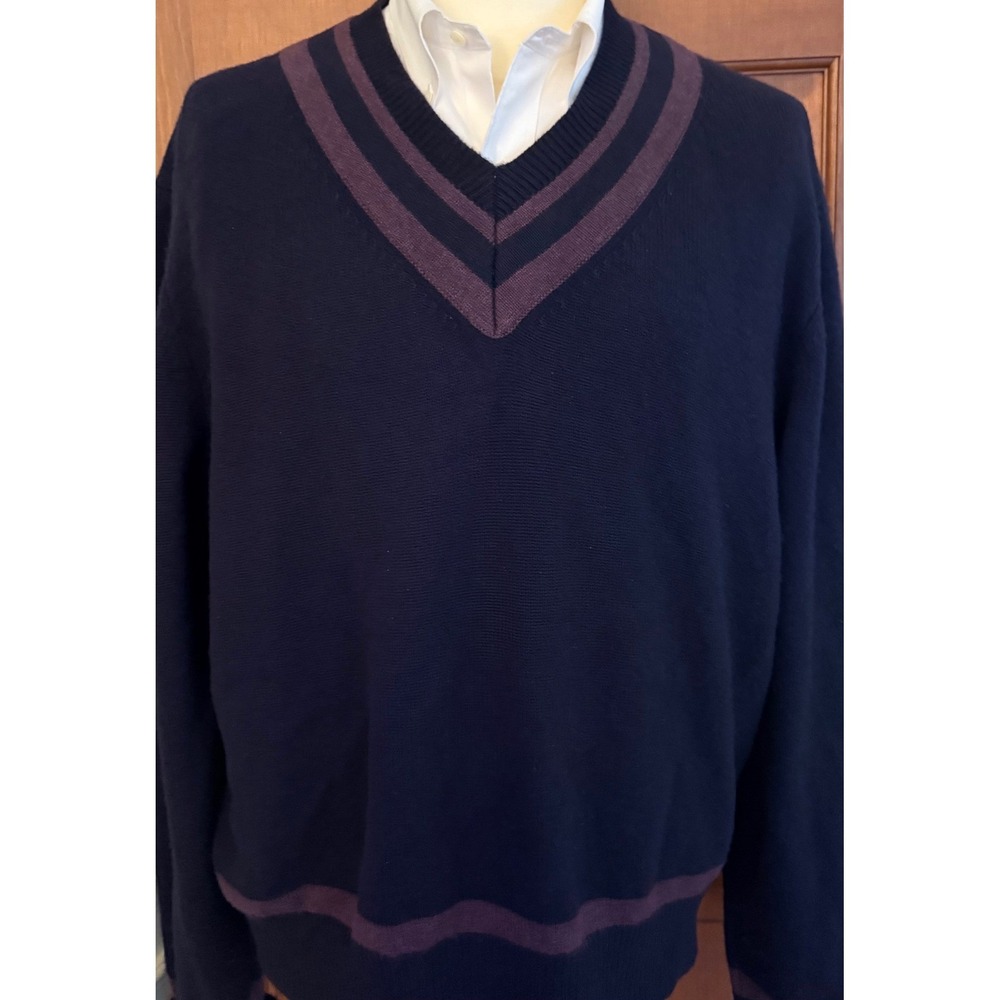 Bloomingdale's Mens 100% Cashmere Sweater Size XXL Purple V-Neck Pullover
